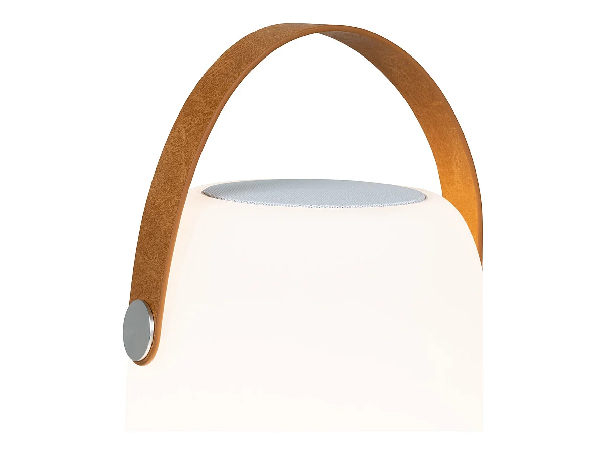 LED-lamp Cardiff met Bluetooth-luidspreker — Wit Oplaadbaar Ø18×21 cm