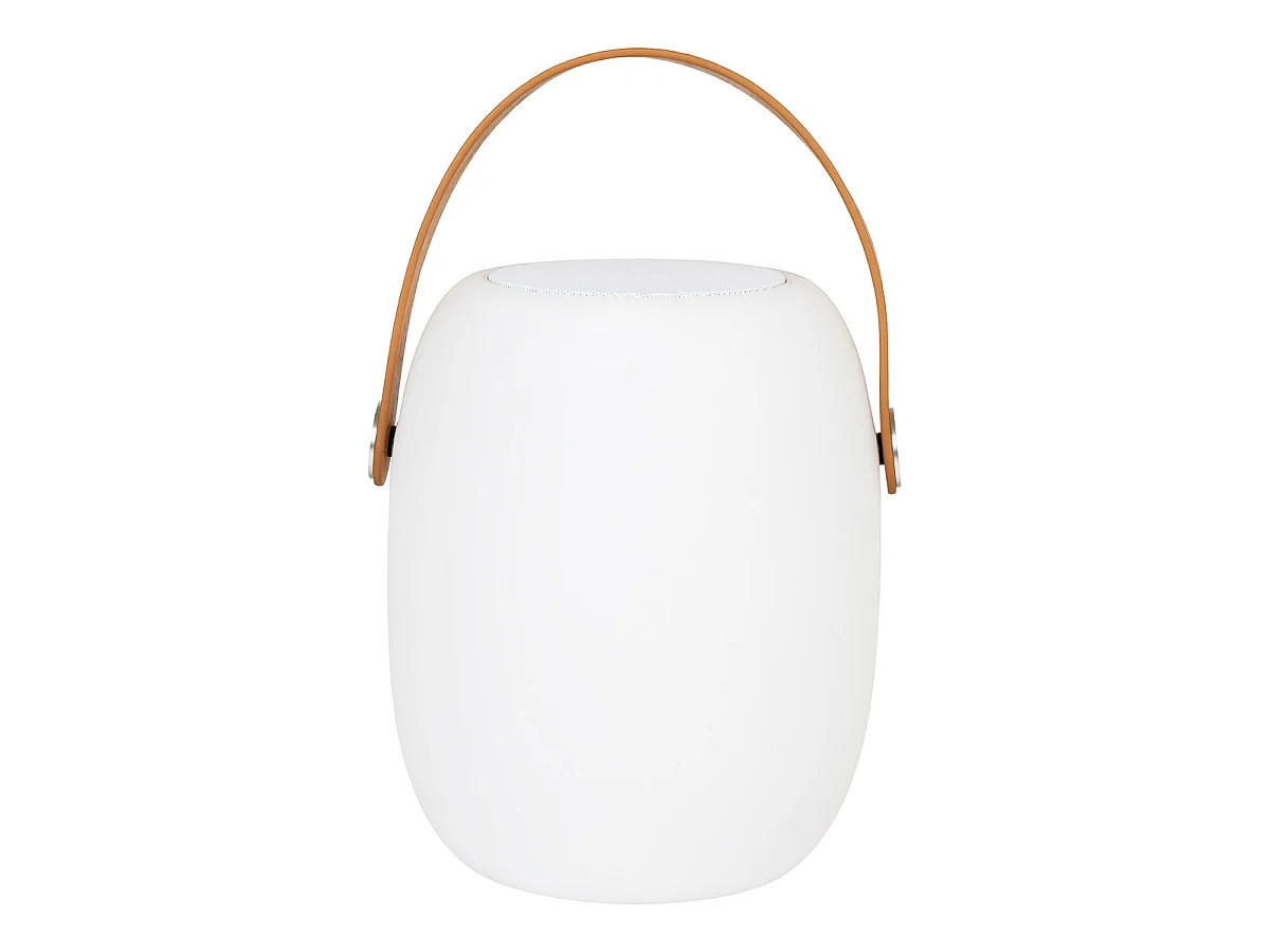 LED-lamp Cardiff met Bluetooth-luidspreker — Wit Oplaadbaar Ø18×21 cm