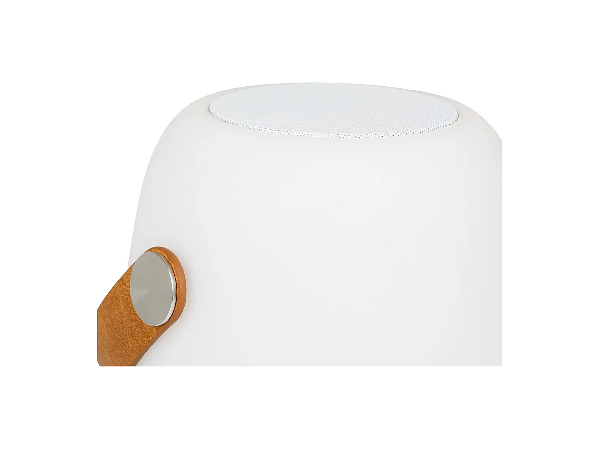LED-lamp Cardiff met Bluetooth-luidspreker — Wit Oplaadbaar Ø18×21 cm