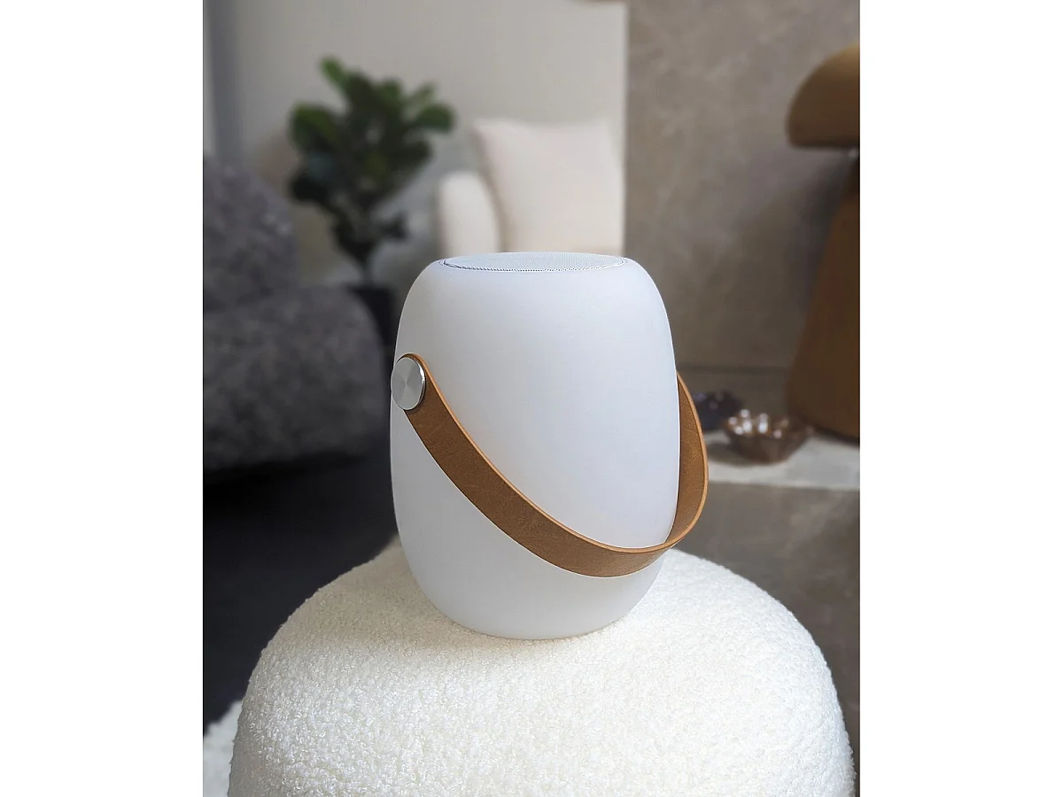 LED-lamp Cardiff met Bluetooth-luidspreker — Wit Oplaadbaar Ø18×21 cm