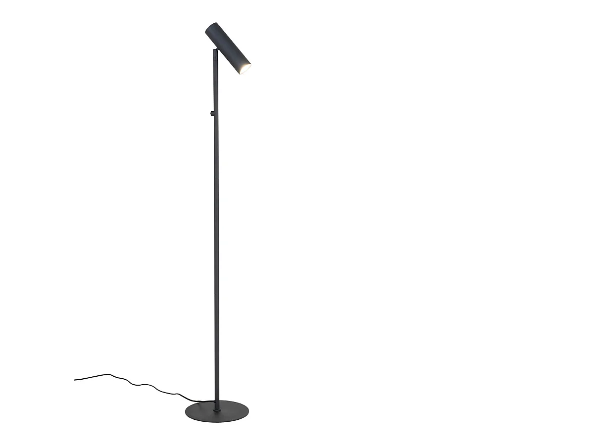 Vloerlamp Paris van zwart staal met verstelbare kop