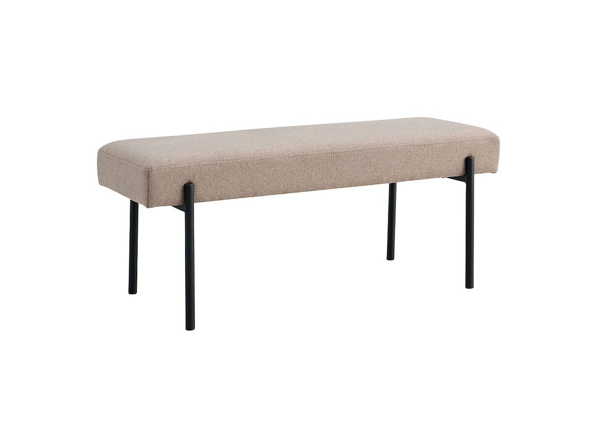 Banc Swindon en tissu stone avec pieds noirs, 100 cm