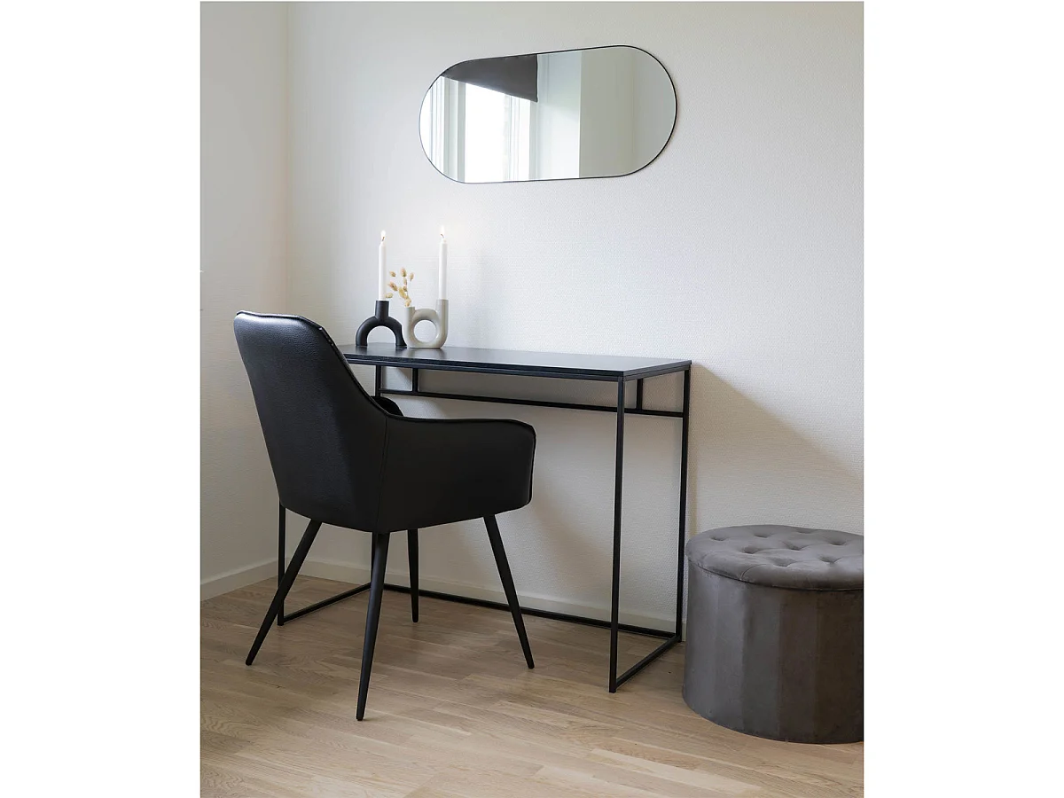 Wandspiegel Jersey van zwart staal met afgeronde hoeken 35x80 cm