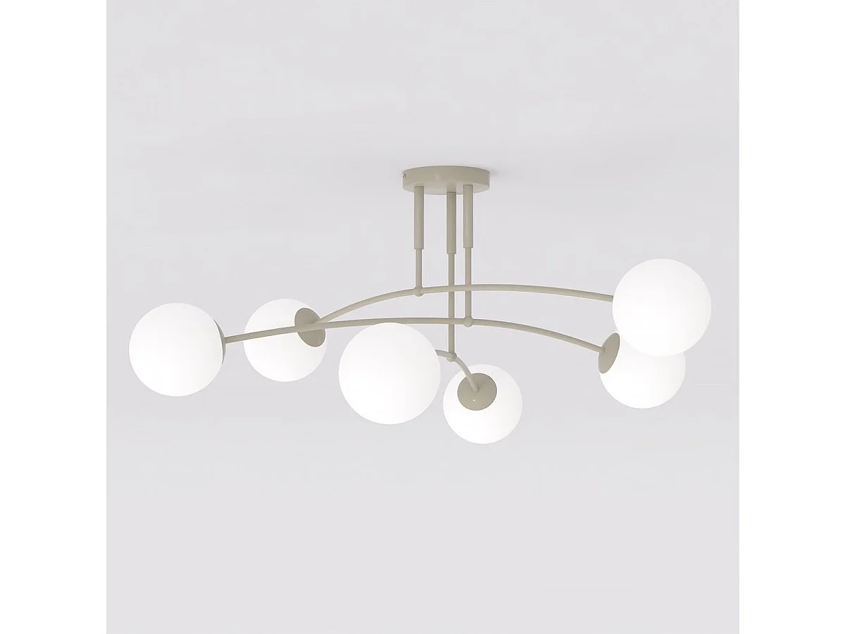 Suspension PREGOS en acier moka et verre opalin