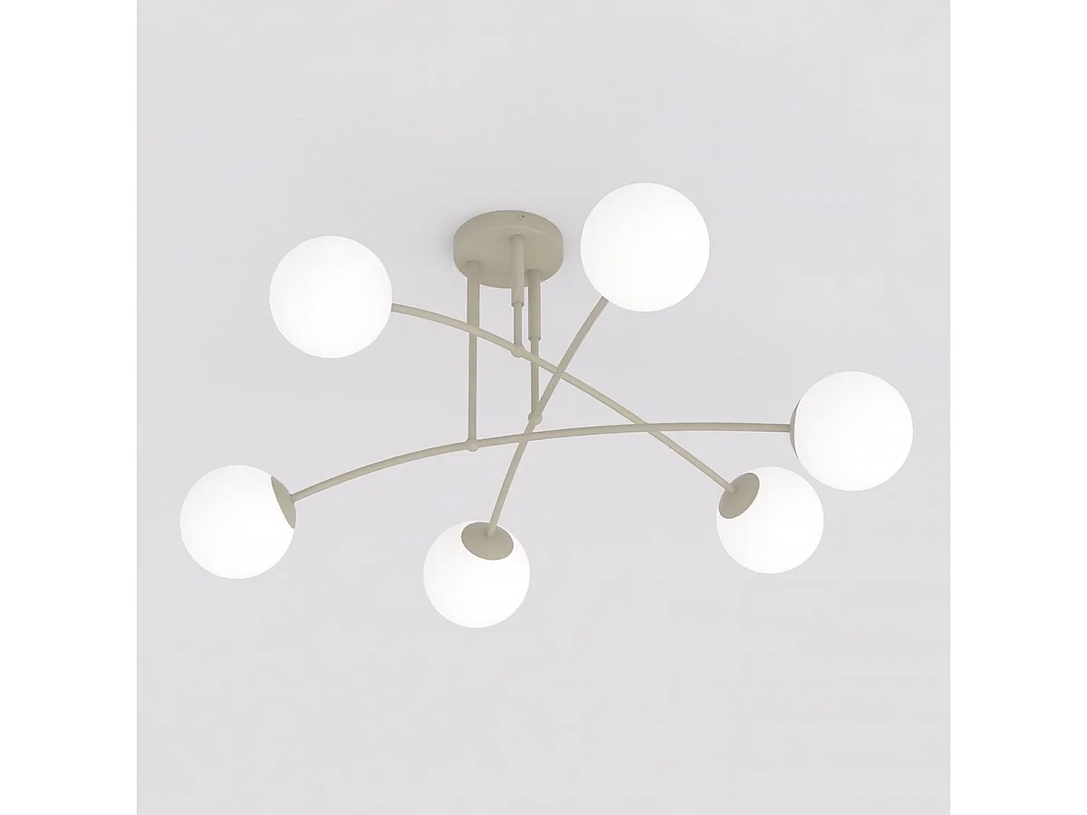 Suspension PREGOS en acier moka et verre opalin