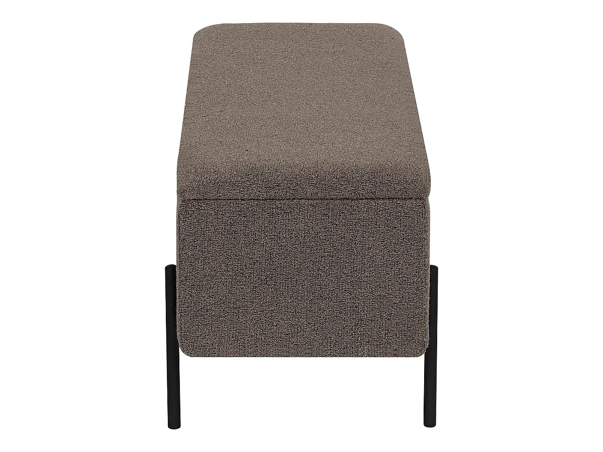 Watford - Banc de rangement en bouclé marron avec pieds en métal noir 95x36,5x43 cm