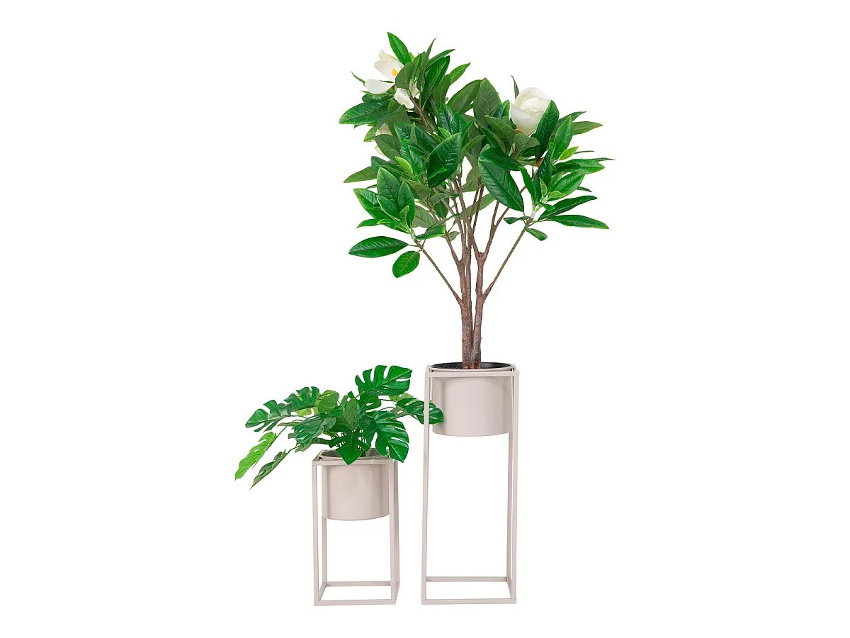 Set van 2 Marla bloemenvazen in beige-grijs staal