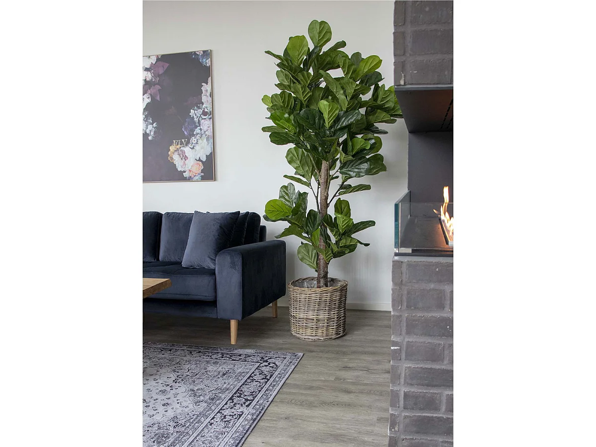 Ficus lyrata artificiale Fiddle Leaf Tree verde H 190 cm