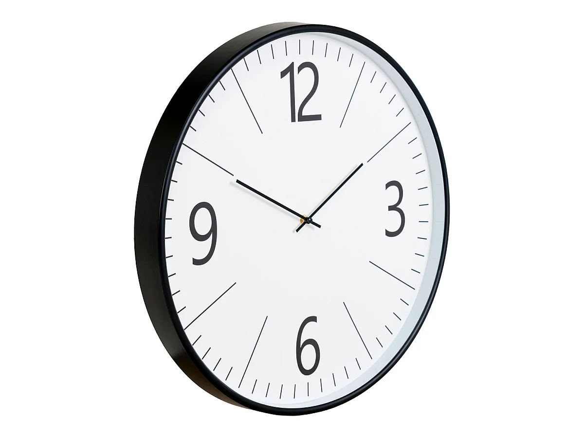 Horloge murale ronde Biel en verre et plastique, noir et blanc, ø51 cm