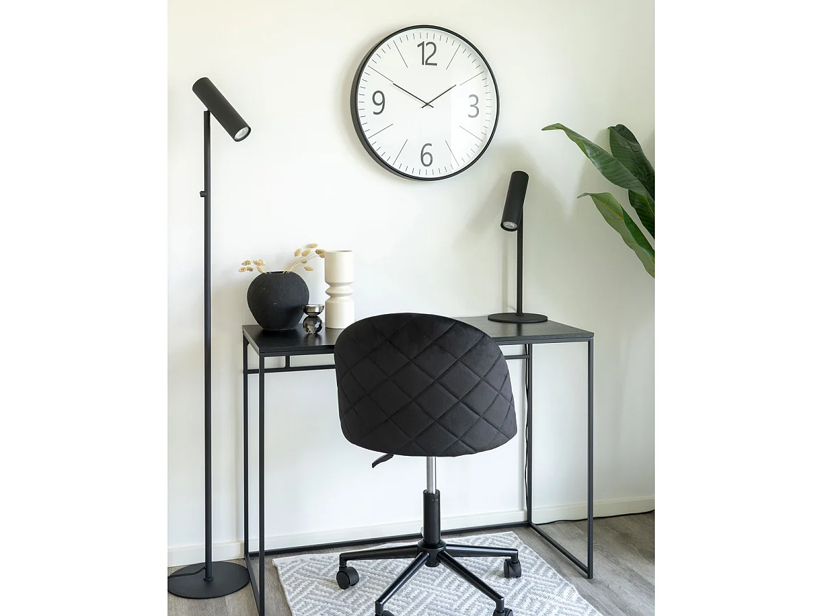 Horloge murale ronde Biel en verre et plastique, noir et blanc, ø51 cm