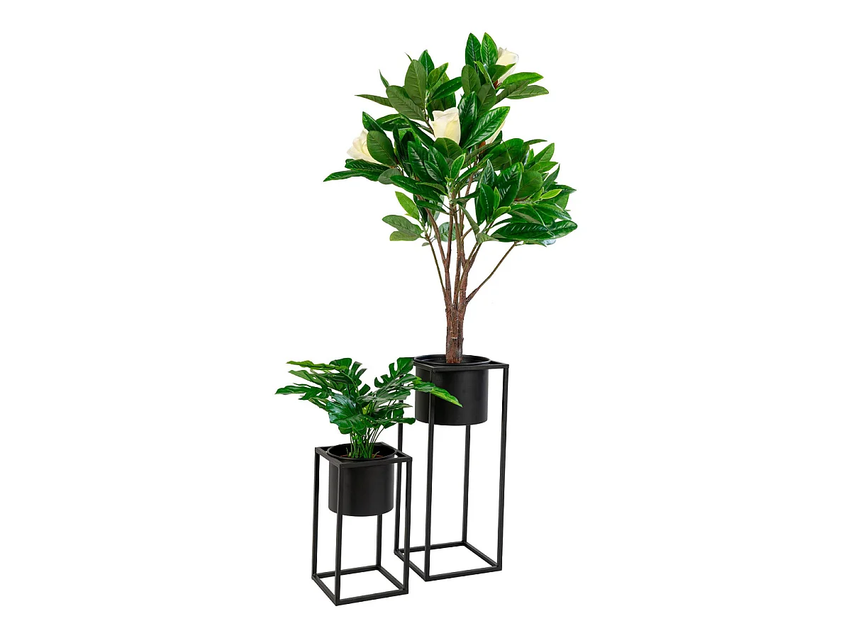 Set de 2 vases à fleurs Marla en acier noir