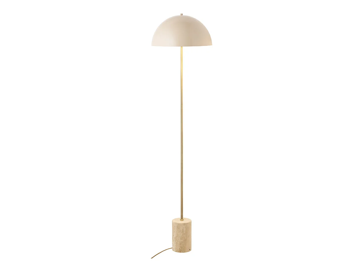 Lampa podłogowa Sheffield z trawertynu i beżowego metalu