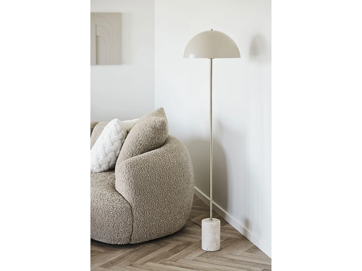 Lampa podłogowa Sheffield z trawertynu i beżowego metalu