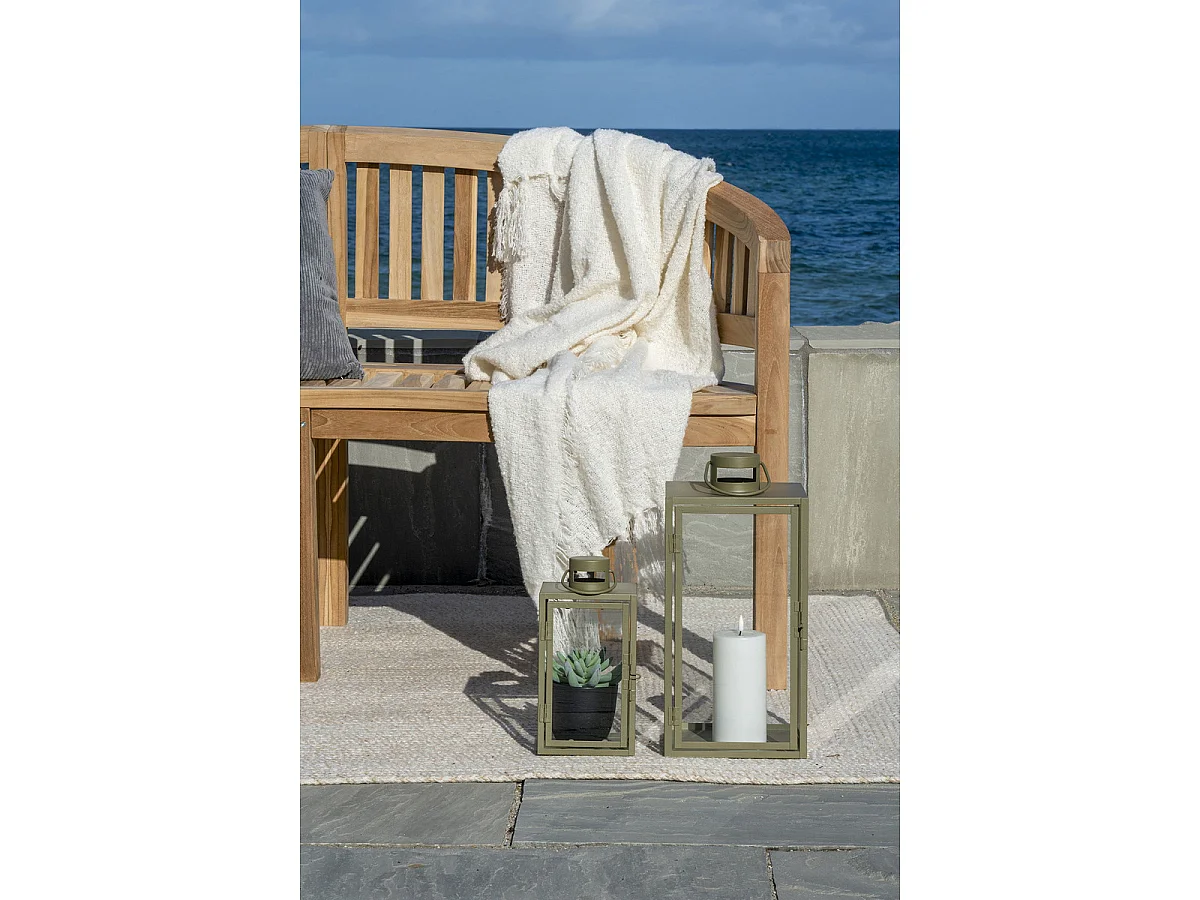 Lot de 2 Lanternes en Métal et Verre Corfu — Vert Sauge, Tailles Graduées