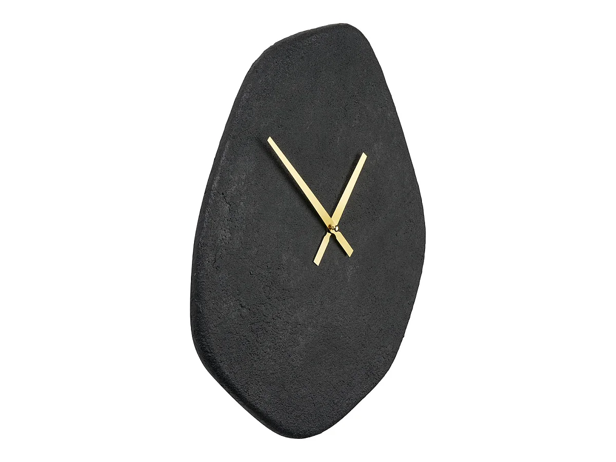 Horloge murale Vienna en béton noir forme organique 38x45 cm