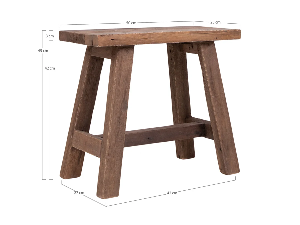 Barcelona bankje van natuurlijk teakhout, 50 cm