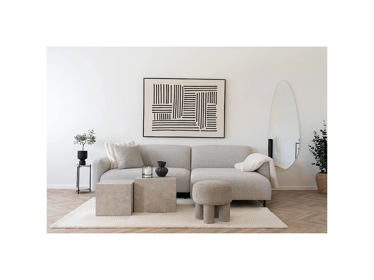 Puf Canberra en Poliéster Arena Oscura — Ø43×43 cm, HN1258