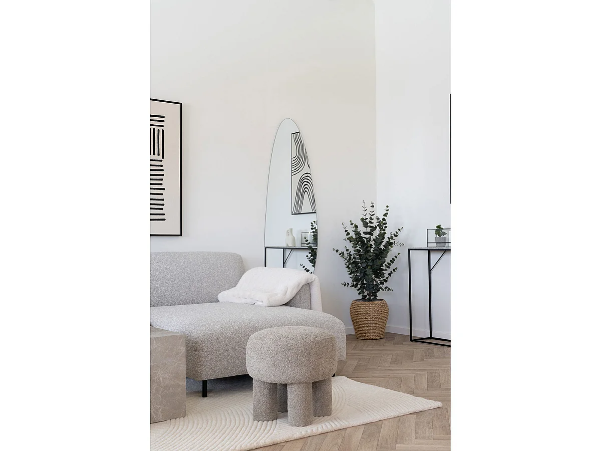 Puf Canberra en Poliéster Arena Oscura — Ø43×43 cm, HN1258