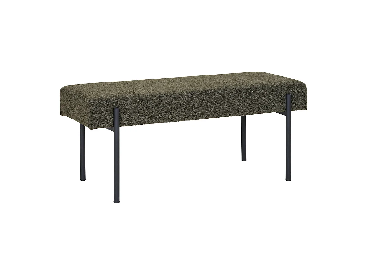 Banc Swindon en Bouclé Vert Scuro avec Pieds Nere — 100×36×42,5 cm