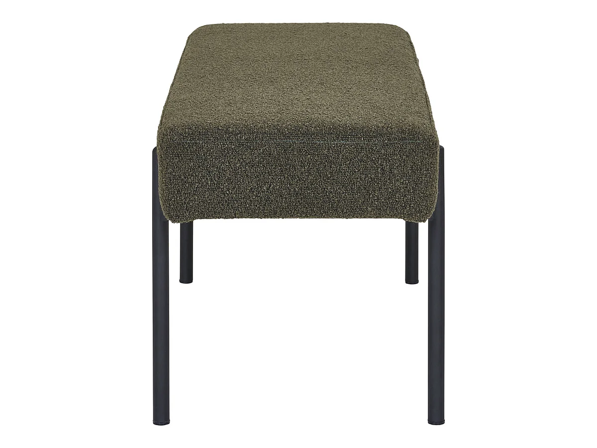 Banc Swindon en Bouclé Vert Scuro avec Pieds Nere — 100×36×42,5 cm
