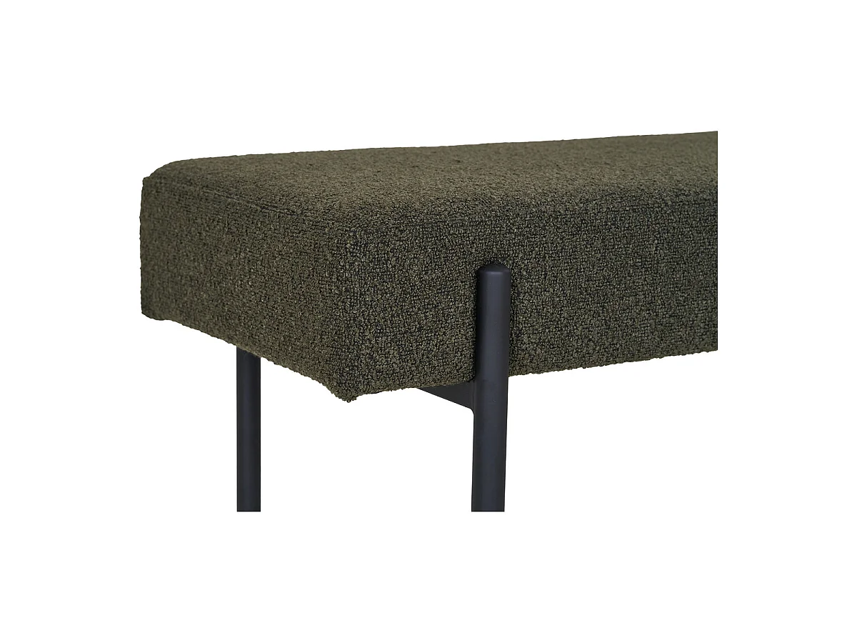 Banc Swindon en Bouclé Vert Scuro avec Pieds Nere — 100×36×42,5 cm