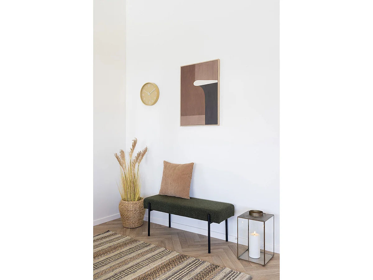 Banc Swindon en Bouclé Vert Scuro avec Pieds Nere — 100×36×42,5 cm