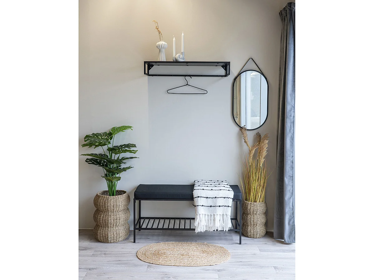 Rechthoekige wandspiegel Trapani in zwart staal met riem 35x60 cm