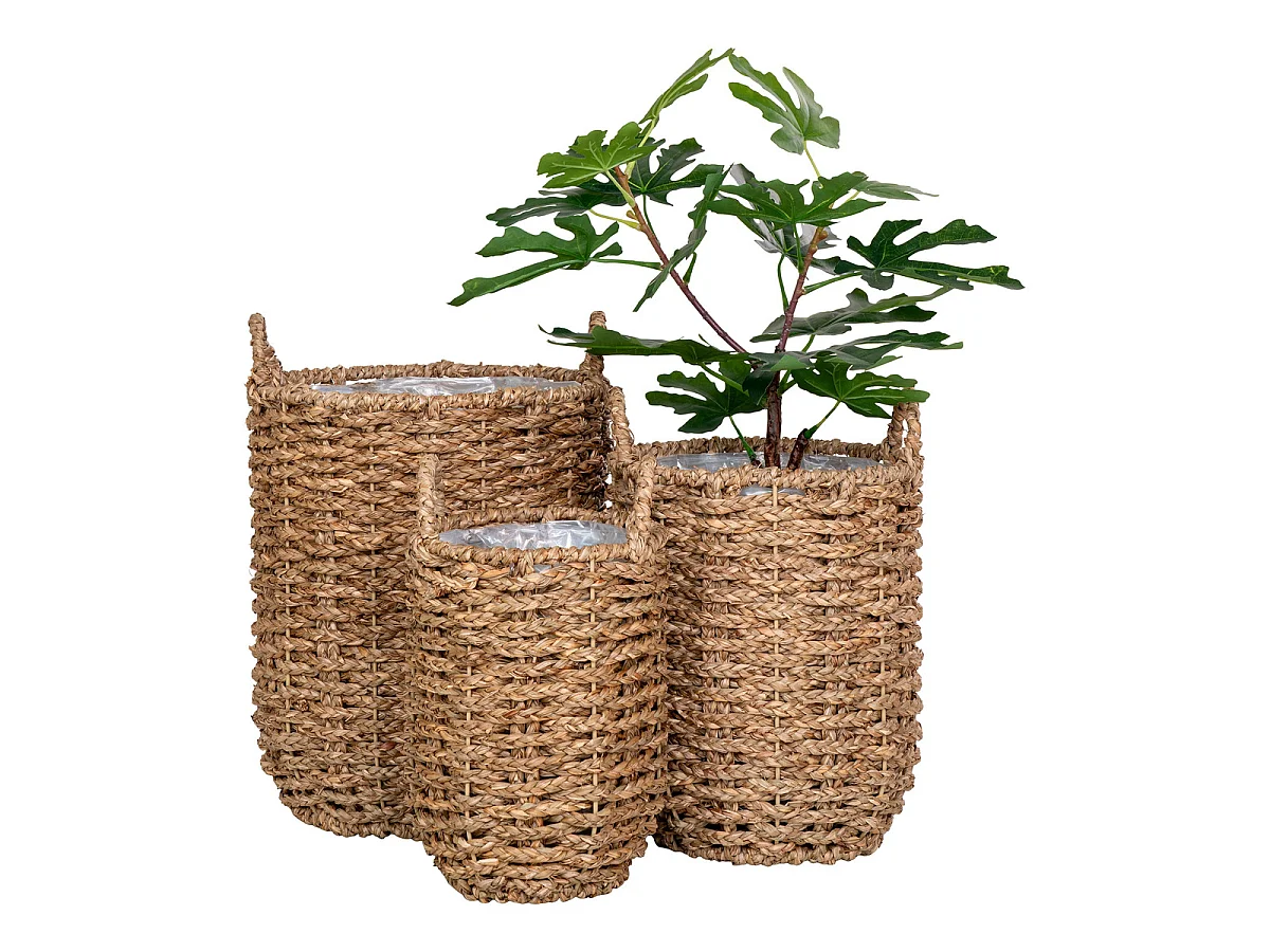 Cestas Hue de hierba marina natural con asas - Set de 3