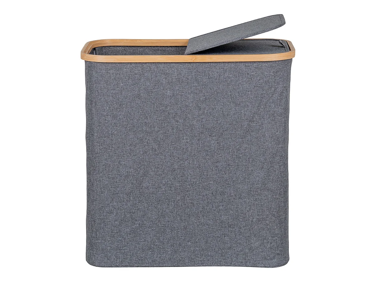 Cesto de roupa Noto em bambu FSC e tecido cinzento escuro 54x33x54 cm