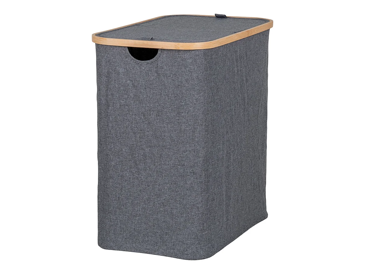 Cesto de roupa Noto em bambu FSC e tecido cinzento escuro 54x33x54 cm