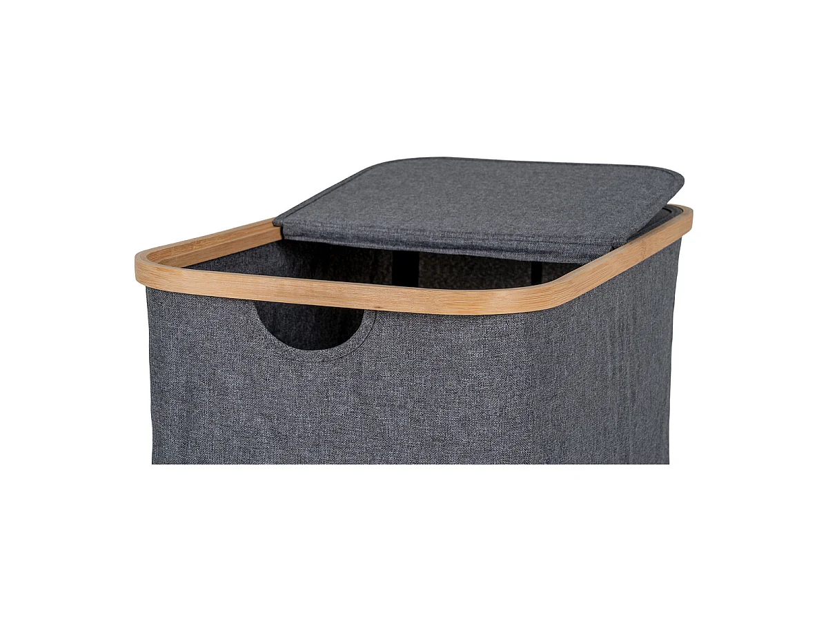 Cesto de roupa Noto em bambu FSC e tecido cinzento escuro 54x33x54 cm