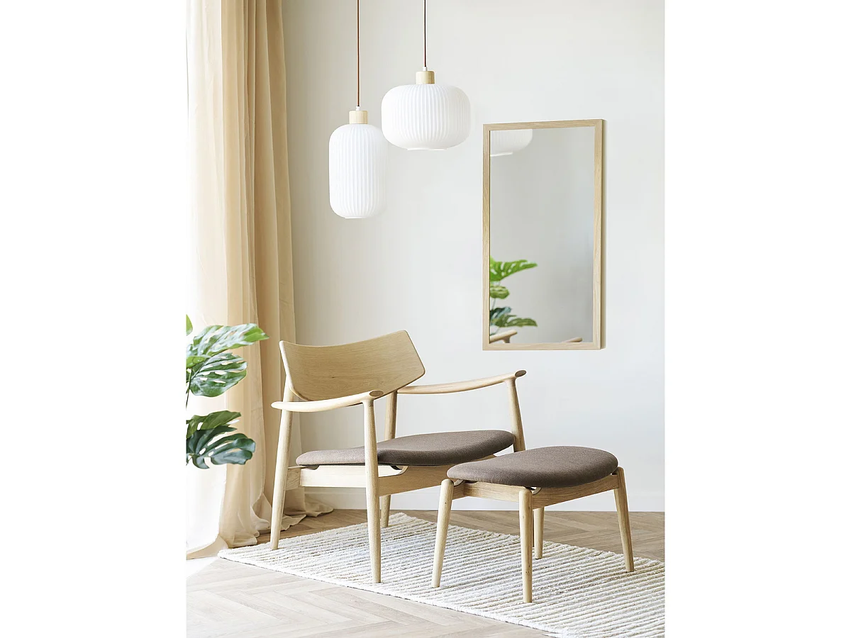 Argalo Lampe à Suspension en Verre et Bois Blanc ø30 cm