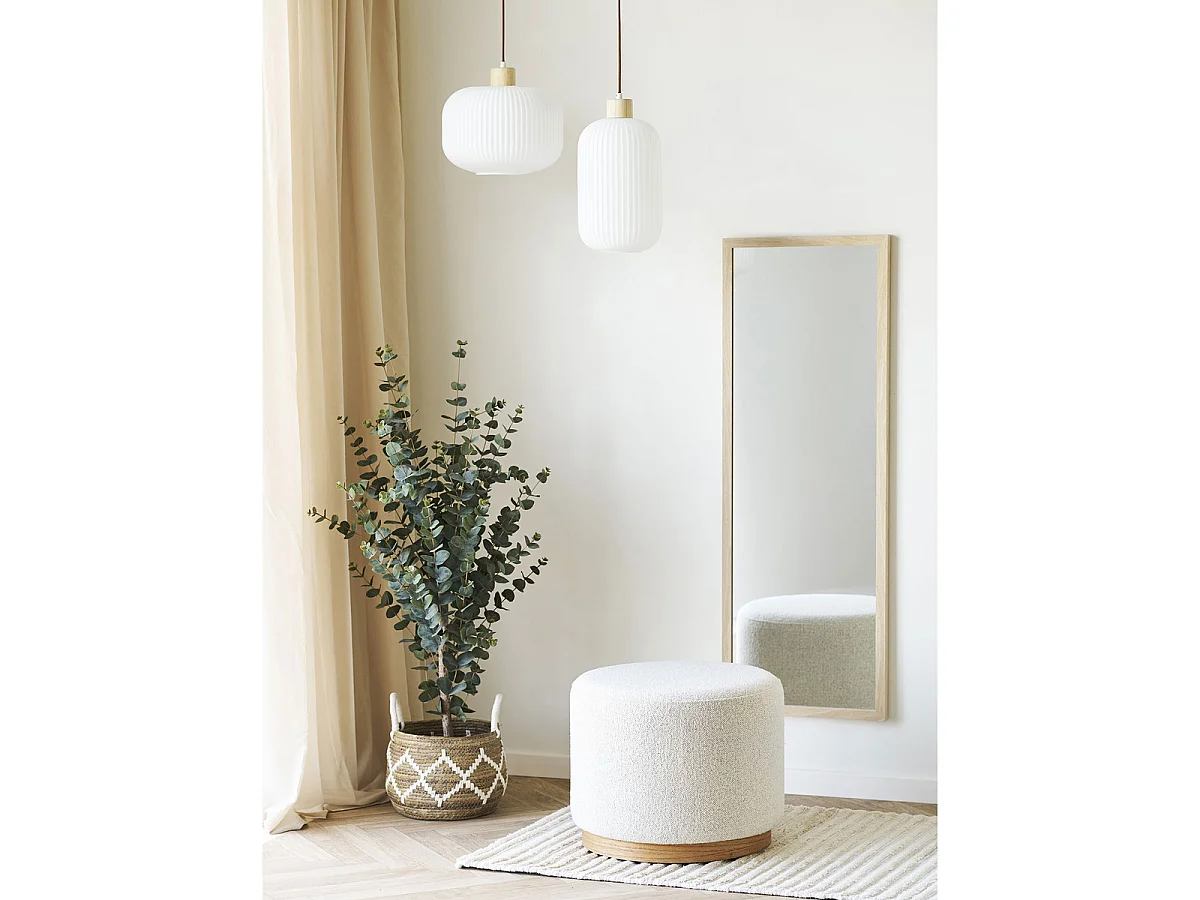 Argalo Lampe à Suspension en Verre et Bois Blanc ø30 cm