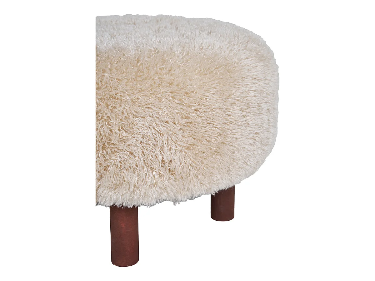 Puf Inverness Pelo Sintético Castanho Claro — Ø50×36 cm, HN1260