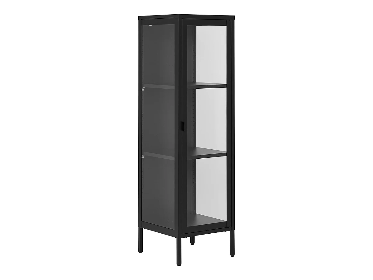 Witryna Brisbane Slim z 1 szklanymi drzwiami, czarna stal 40×35×140 cm