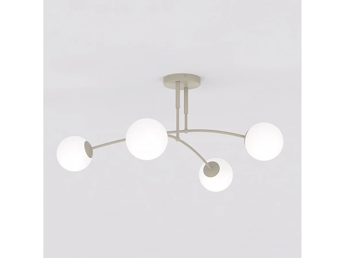 Hanglamp PREGOS van beige staal en opaalglas