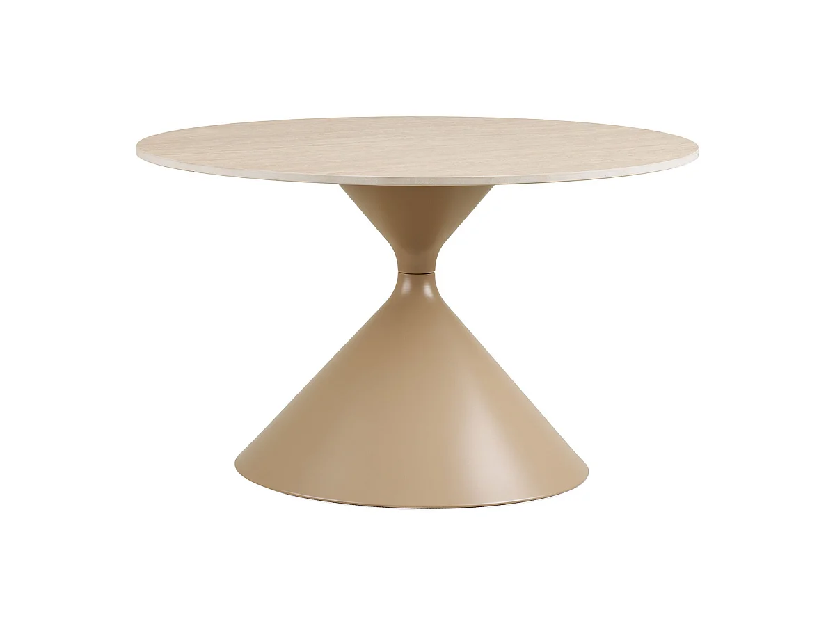 Mesa de centro Annecy de cerámica efecto travertino y acero ø70 cm