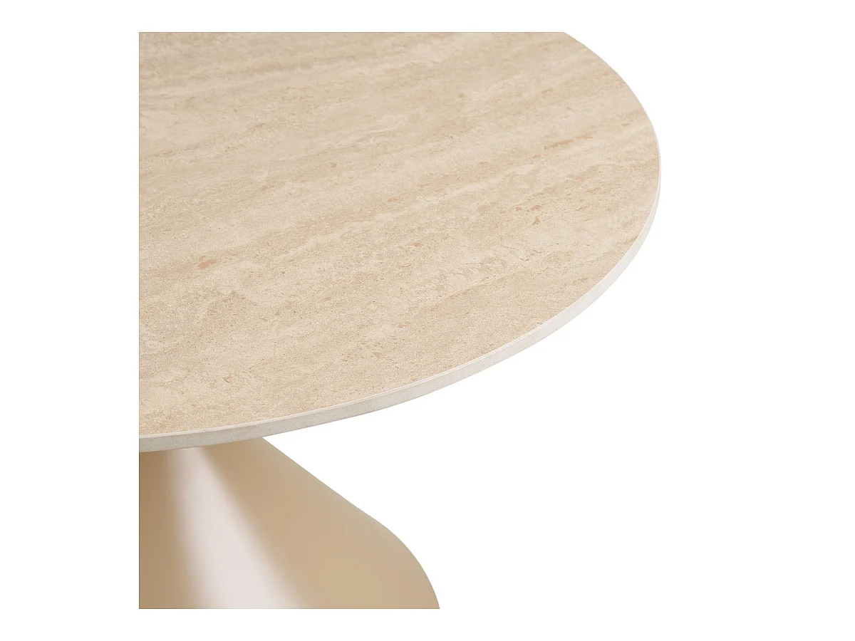 Mesa de centro Annecy de cerámica efecto travertino y acero ø70 cm