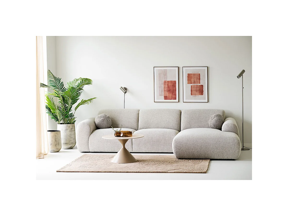 Mesa de centro Annecy de cerámica efecto travertino y acero ø70 cm