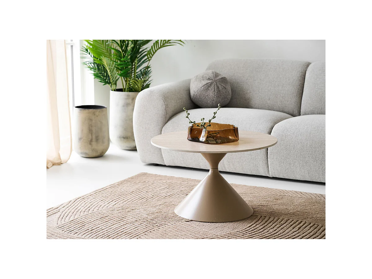 Mesa de centro Annecy de cerámica efecto travertino y acero ø70 cm