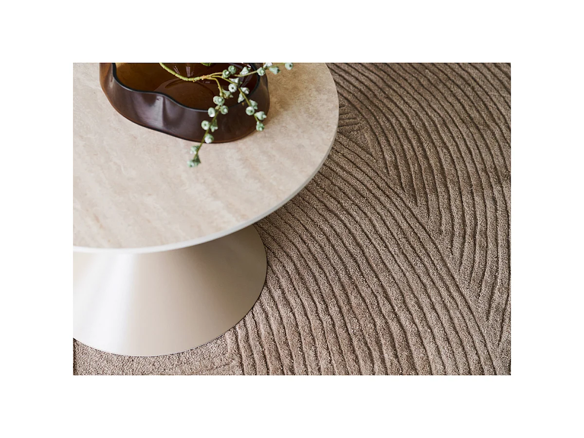 Mesa de centro Annecy de cerámica efecto travertino y acero ø70 cm