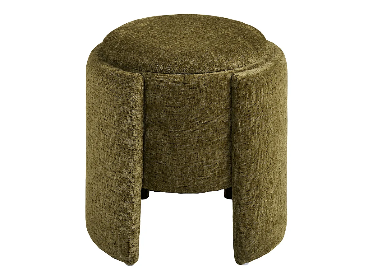 Walsdorf - Rund sittpuff i grön chenille ø42x44 cm