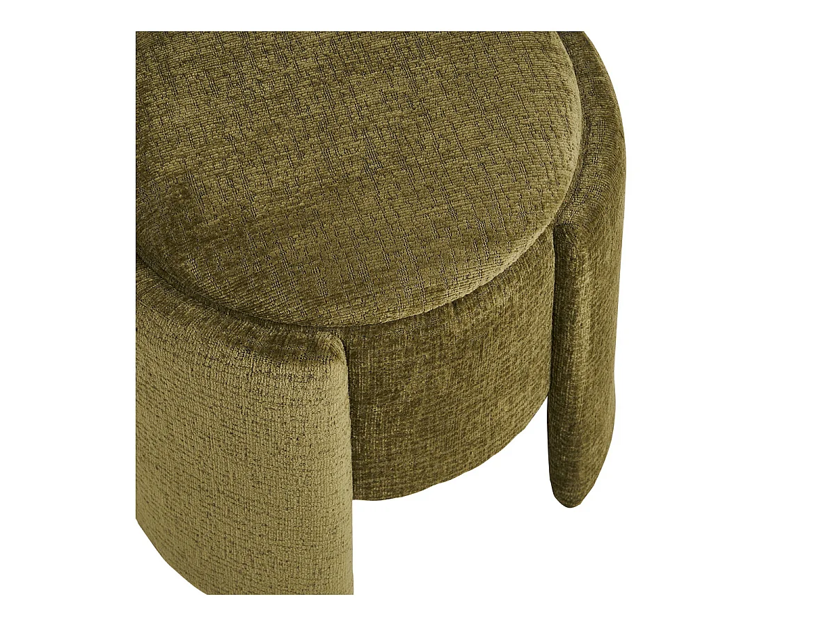 Walsdorf - Rund sittpuff i grön chenille ø42x44 cm