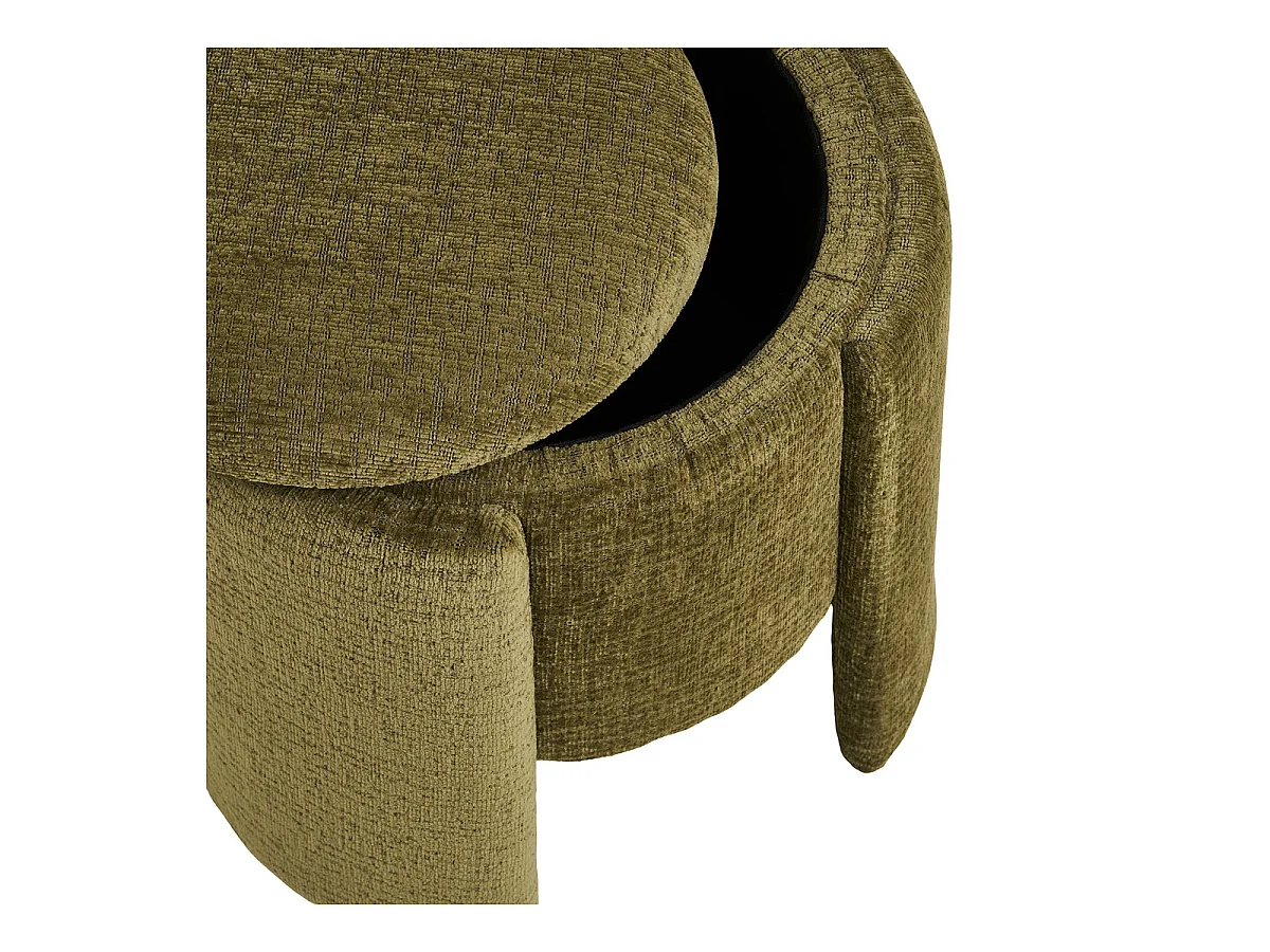 Walsdorf - Rund sittpuff i grön chenille ø42x44 cm