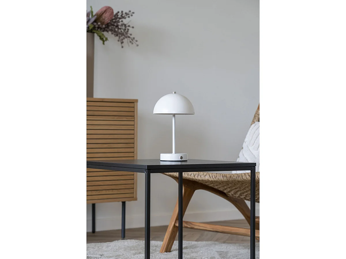 Oplaadbare tafellamp Holt van wit metaal 15x25 cm