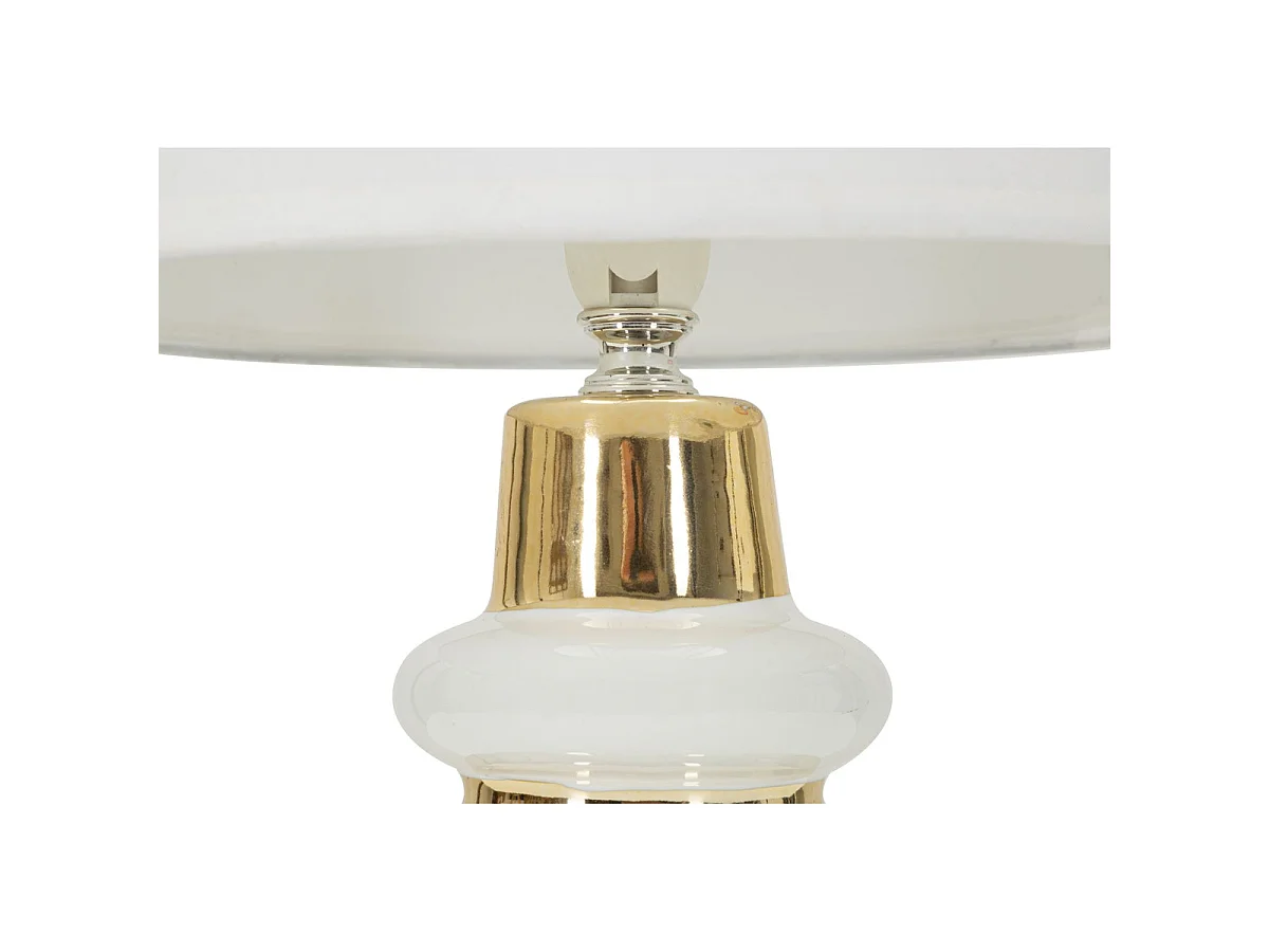Tafellamp Liara Wit en Goud van keramiek met stoffen kap — Ø 23×32 cm