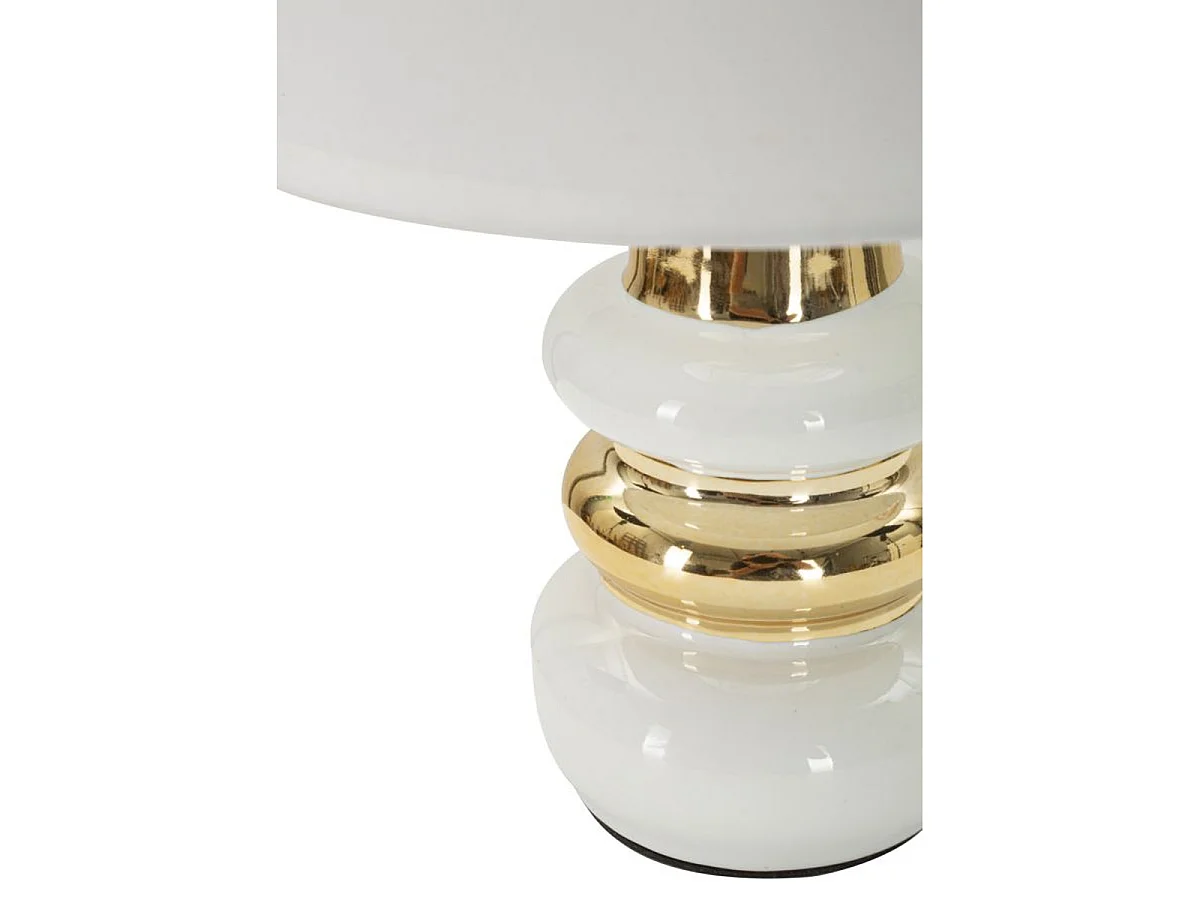 Tafellamp Liara Wit en Goud van keramiek met stoffen kap — Ø 23×32 cm