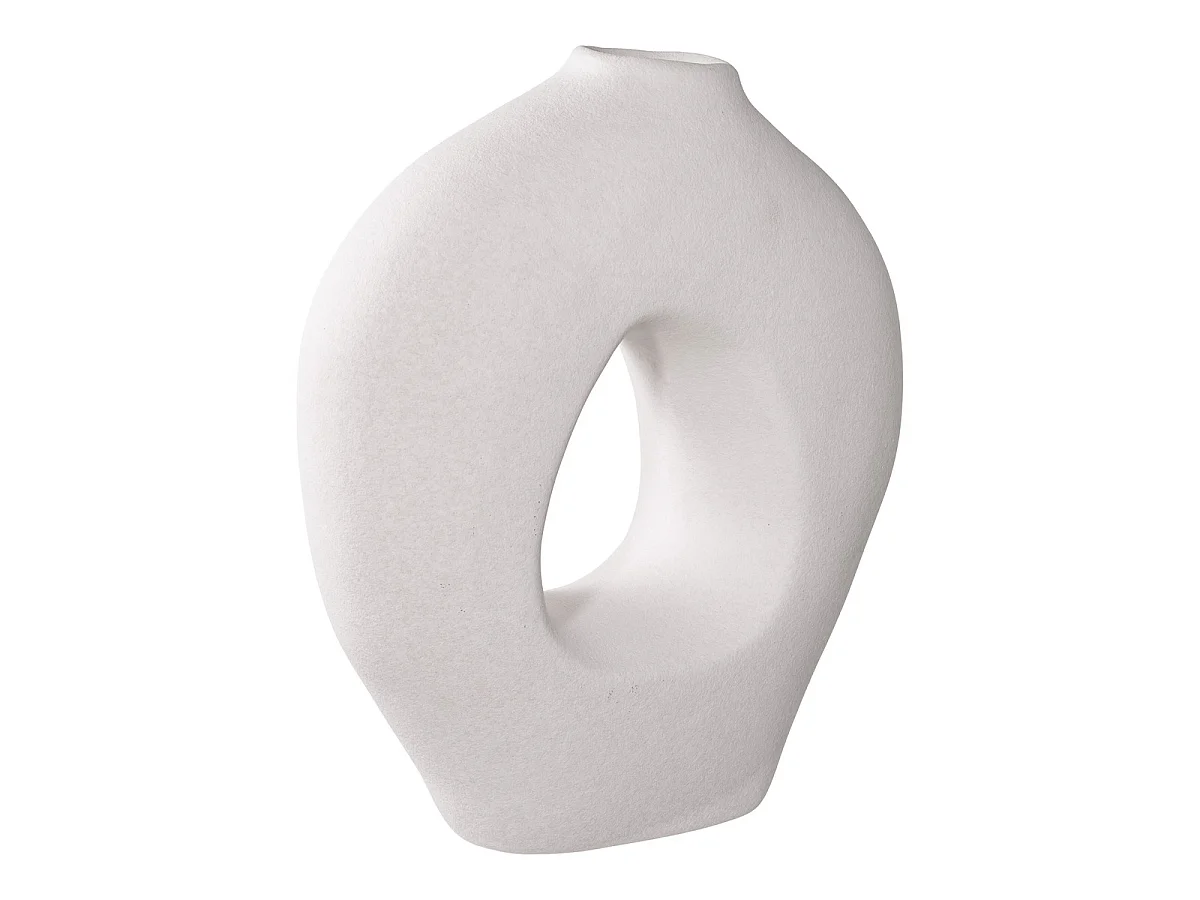 Vaso in ceramica bianca forma organica con apertura triangolare 24×10,5×27,8 cm