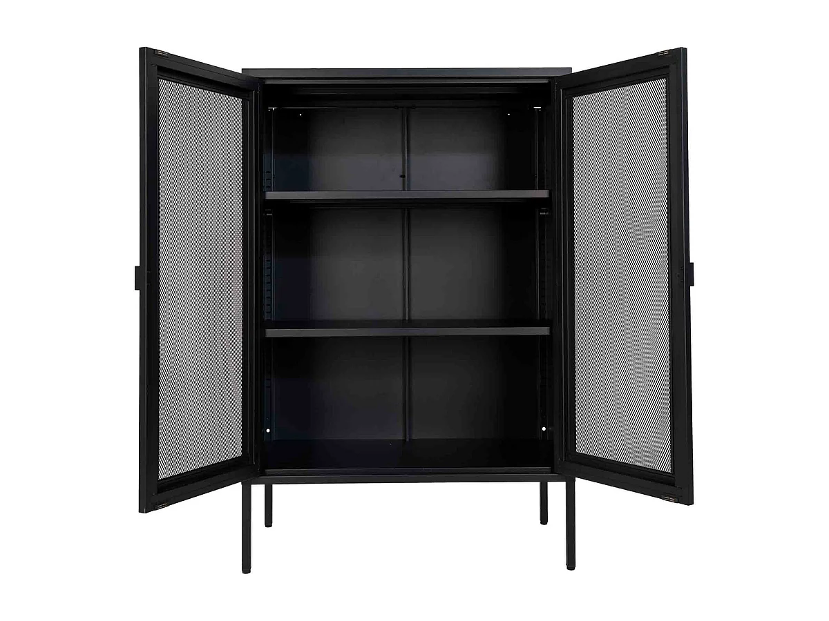 Kledingkast Melbourne van zwart staal met 2 gaasdeuren, 80×40×120 cm