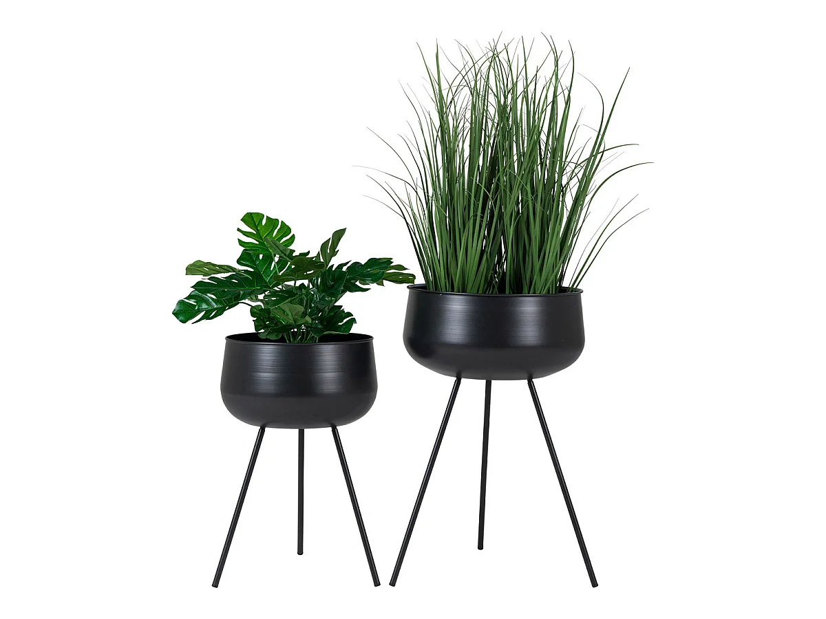 Lot de 2 vases à fleurs Ardola en acier noir